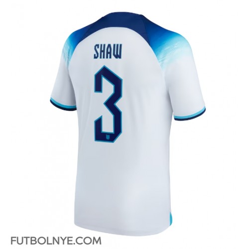 Camiseta Inglaterra Luke Shaw #3 Primera Equipación Mundial 2022 manga corta